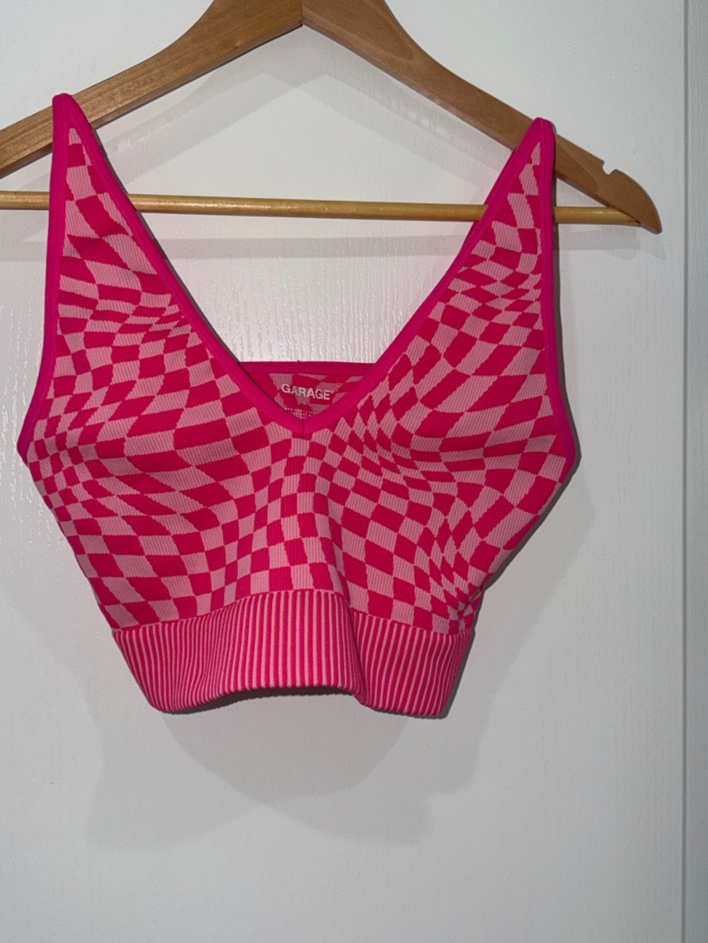 Garage Pink Checkerboard Knit sports bra  Tank size large